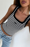 Wanting Problems Knit Top Black White Stripe