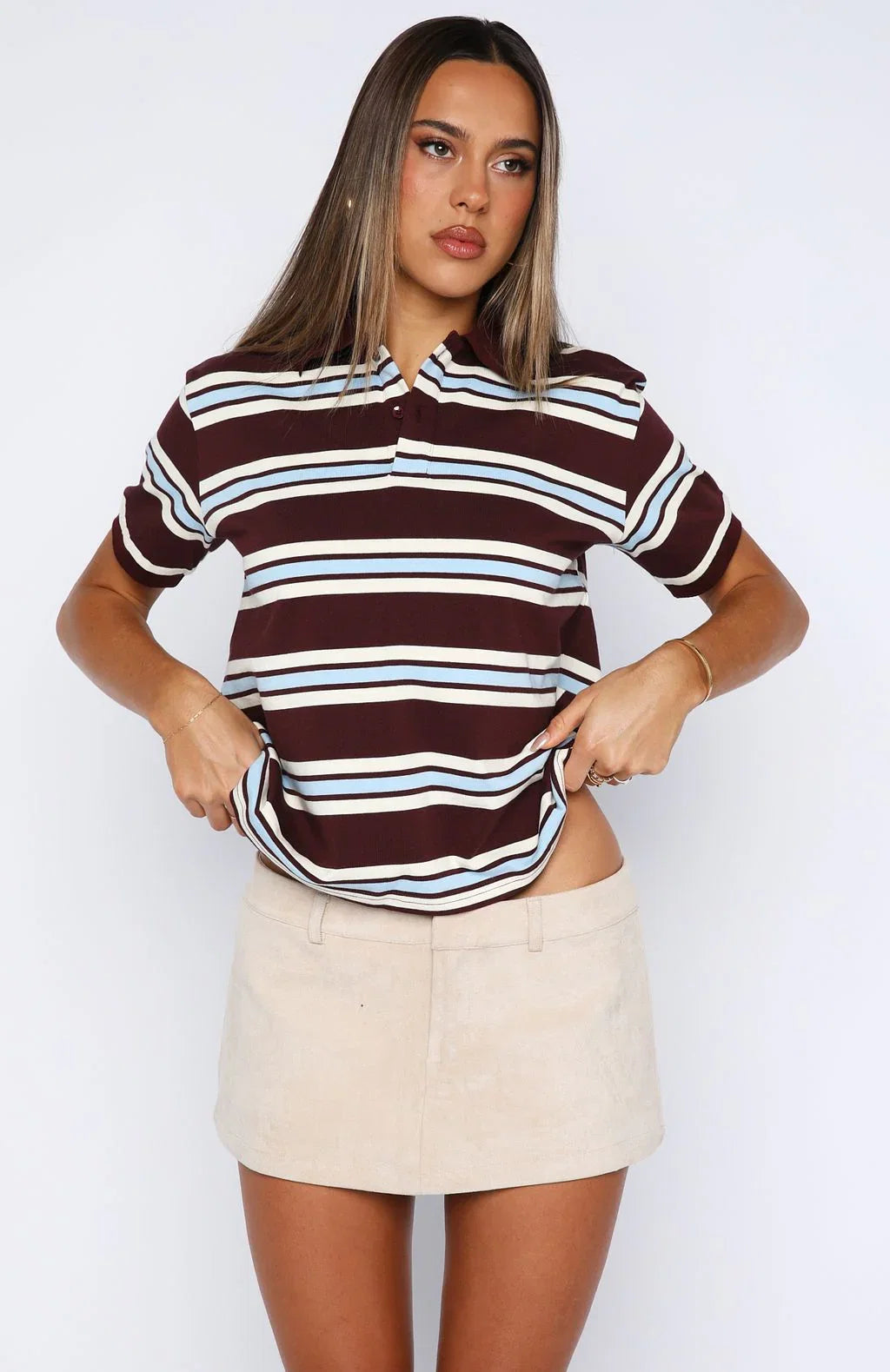 Silent Heartbeat Faux Suede Low Rise Mini Skort Oat