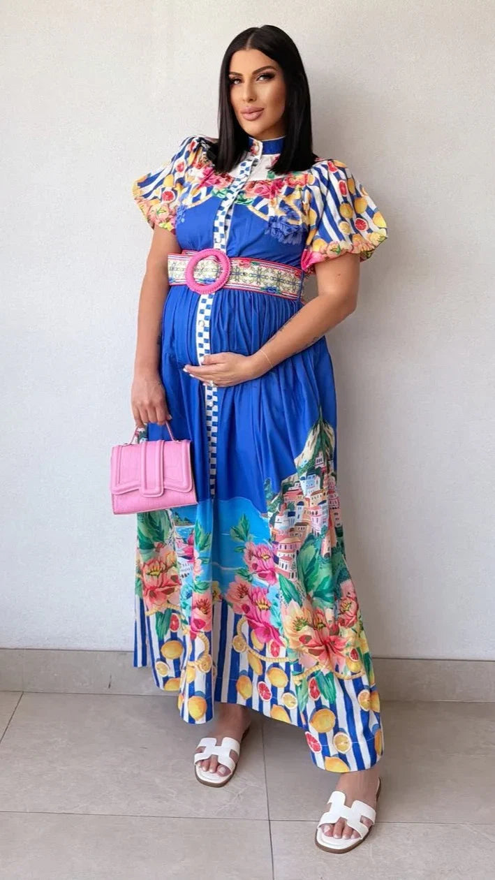 Bloom Maxi Dress Positano Cobalt