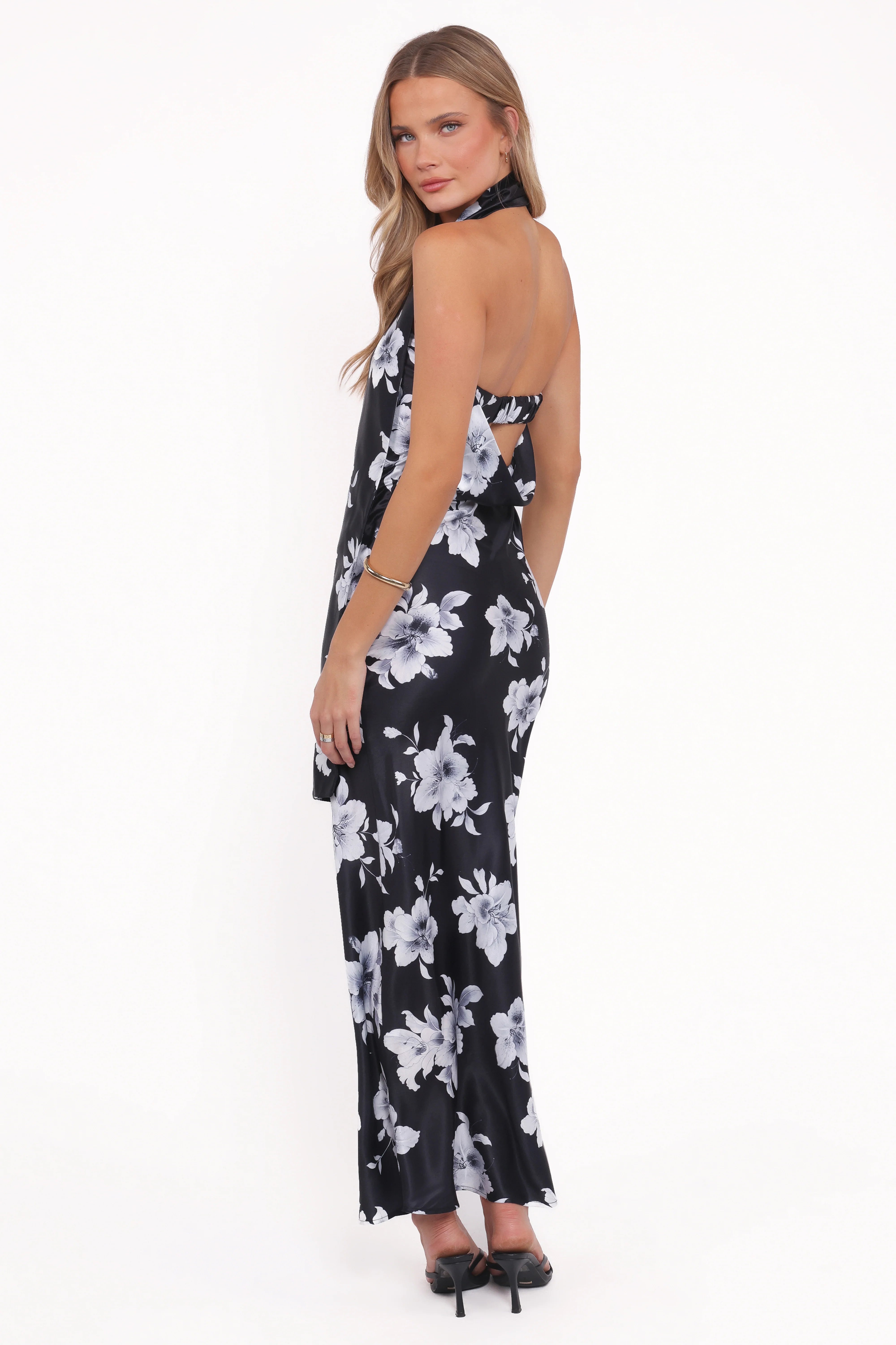 Freida Halter Midi Dress Black Floral