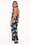 Freida Halter Midi Dress Black Floral