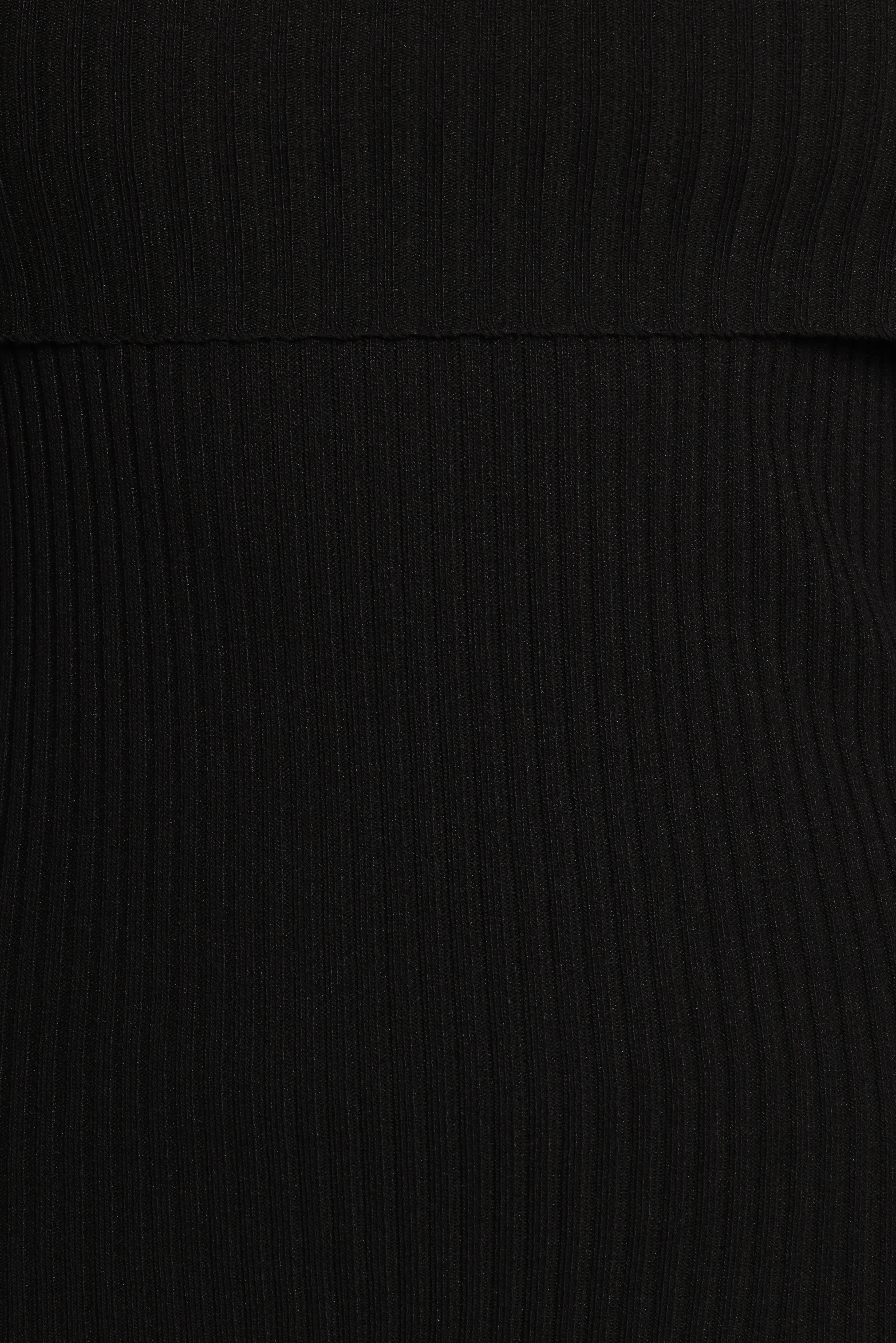 Gindie Ribbed Knit Off The Shoulder Pant Set Black