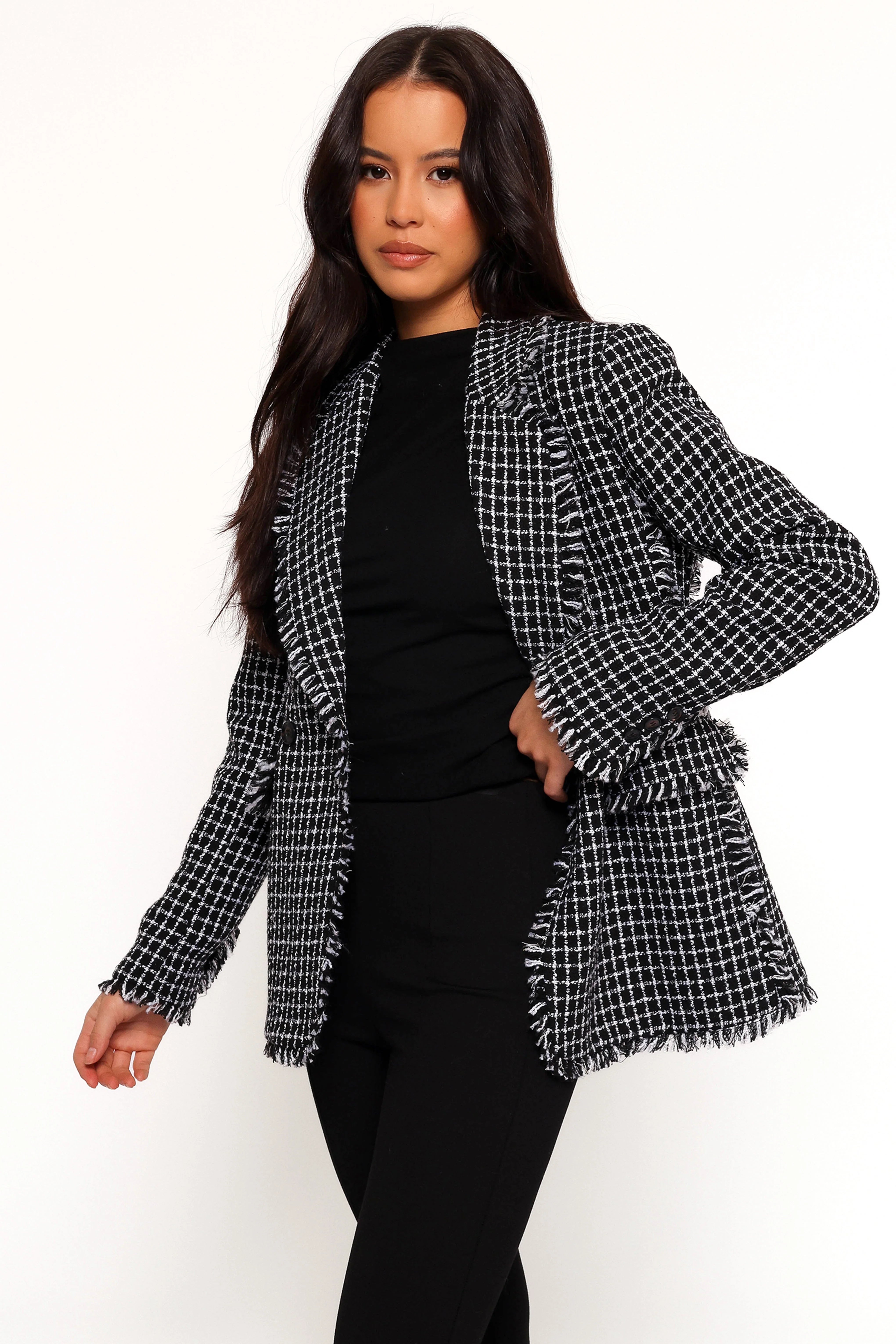 Rocco Hem Blazer Black White