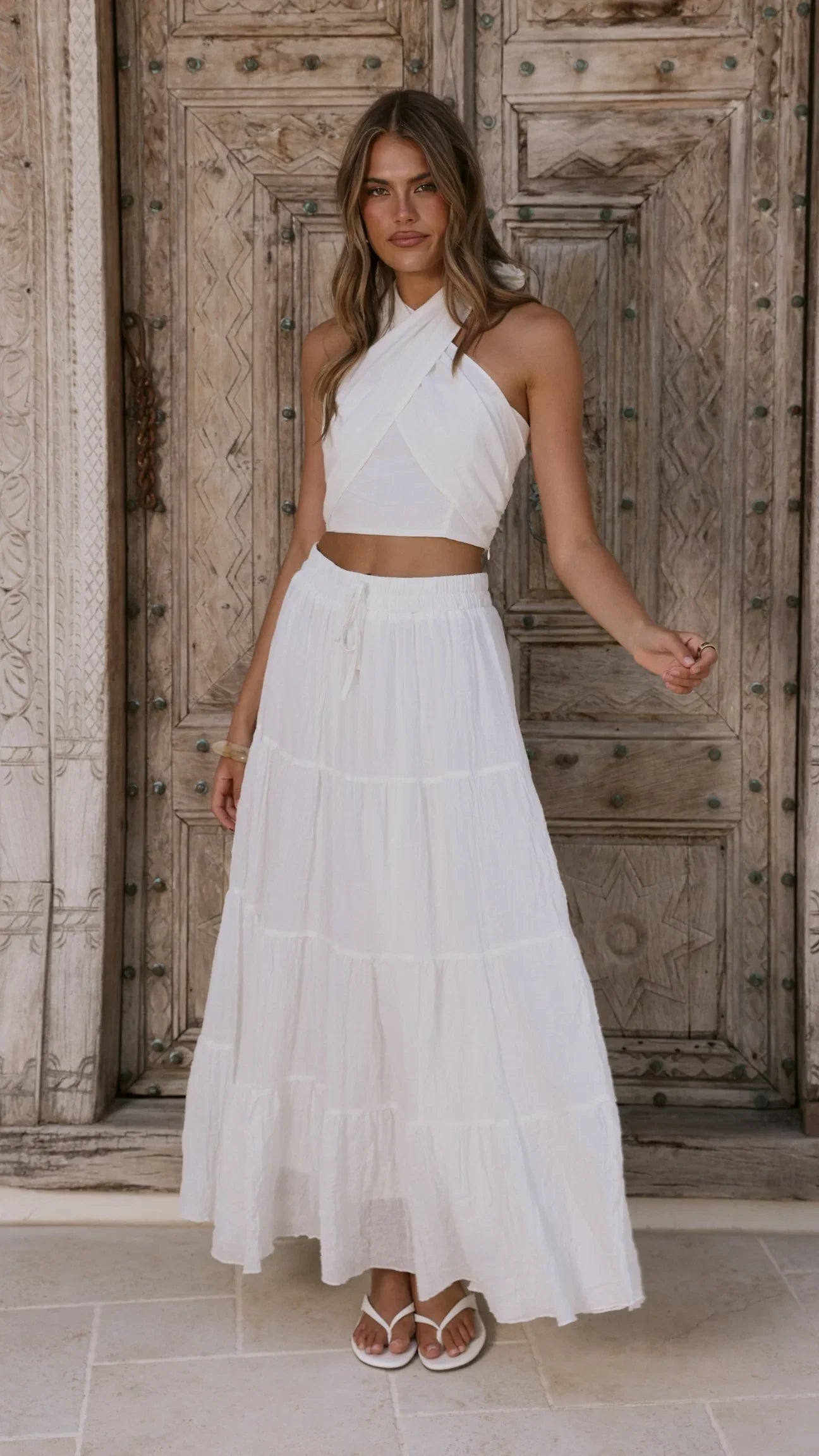 Cartier Tiered Maxi Skirt White