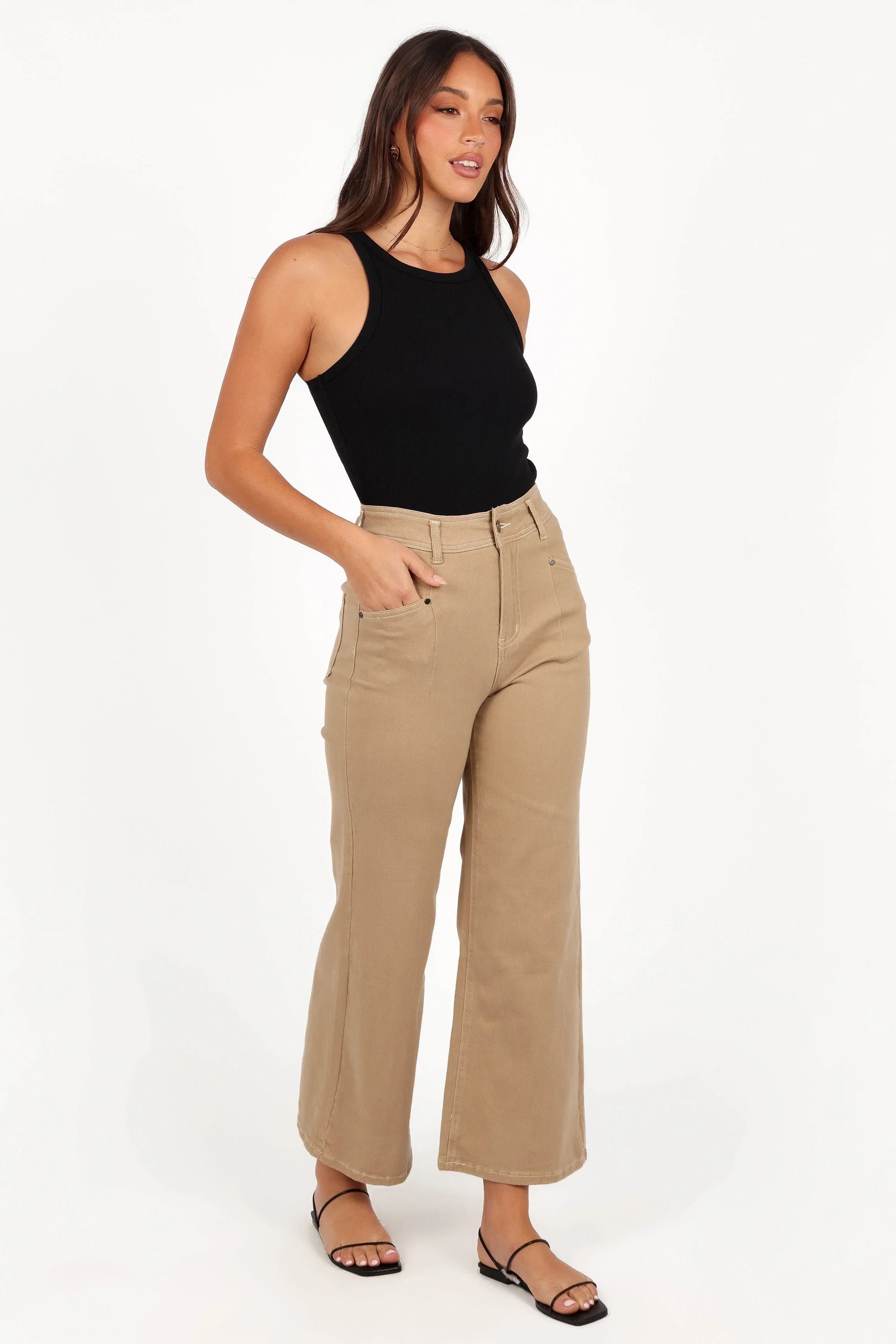 Parson Wide Leg Pant Taupe