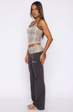 My Own Sunshine Fold Over Pants Charcoal Leopard Print