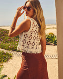 Seabreeze Crochet Fringe Hem Cropped Tank