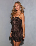 Winter Wishes Tiered Metallic Plisse Mini Dress