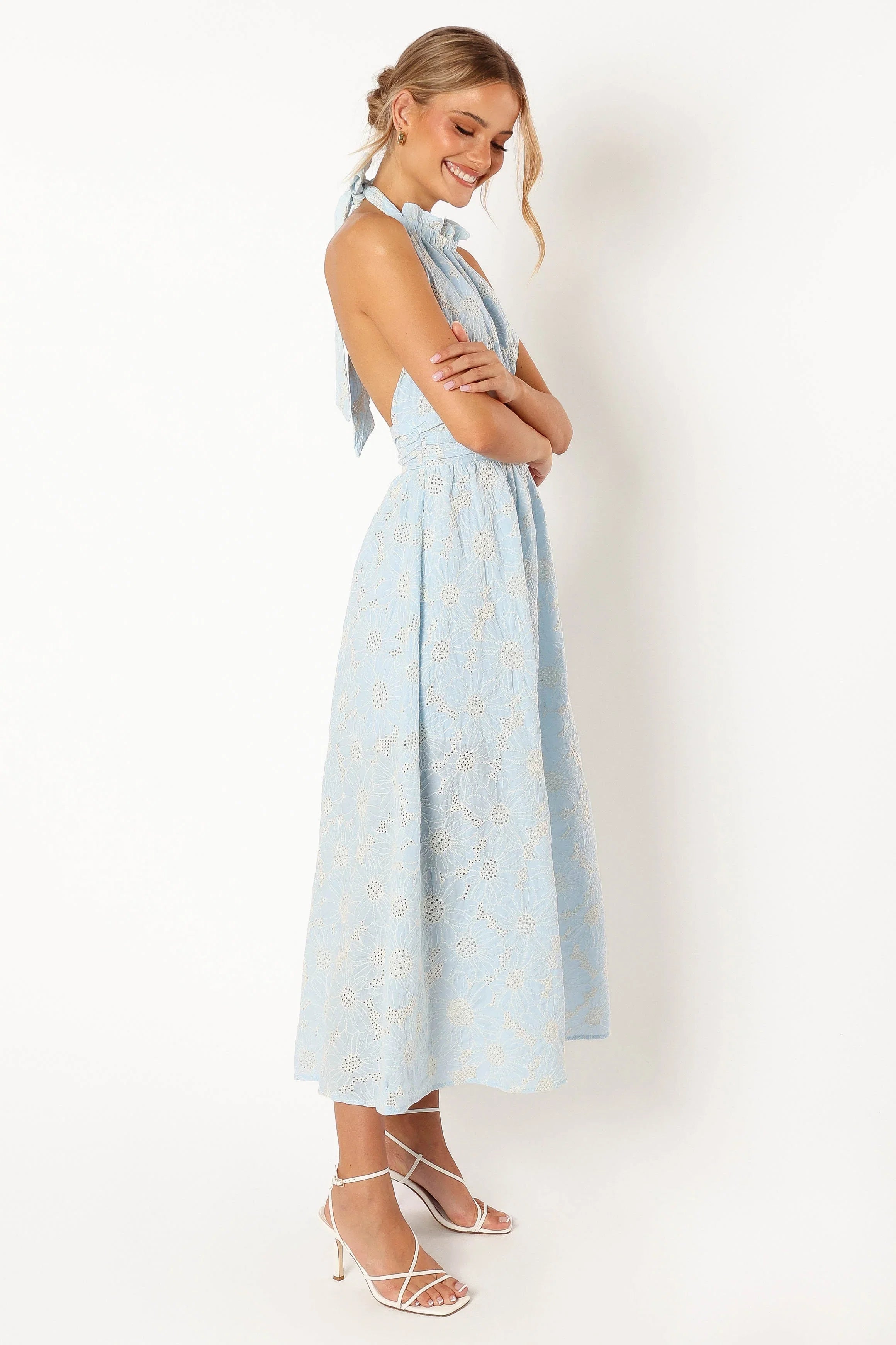 Taila Halterneck Midi Dress Blue Floral