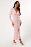 Eliana Long Sleeve Midi Dress Pink
