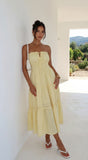 Sunbeam Tiered Lace Strapless Maxi Dress Butter Yellow