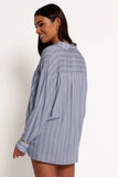 Rixo Button Down Top Blue Stripe