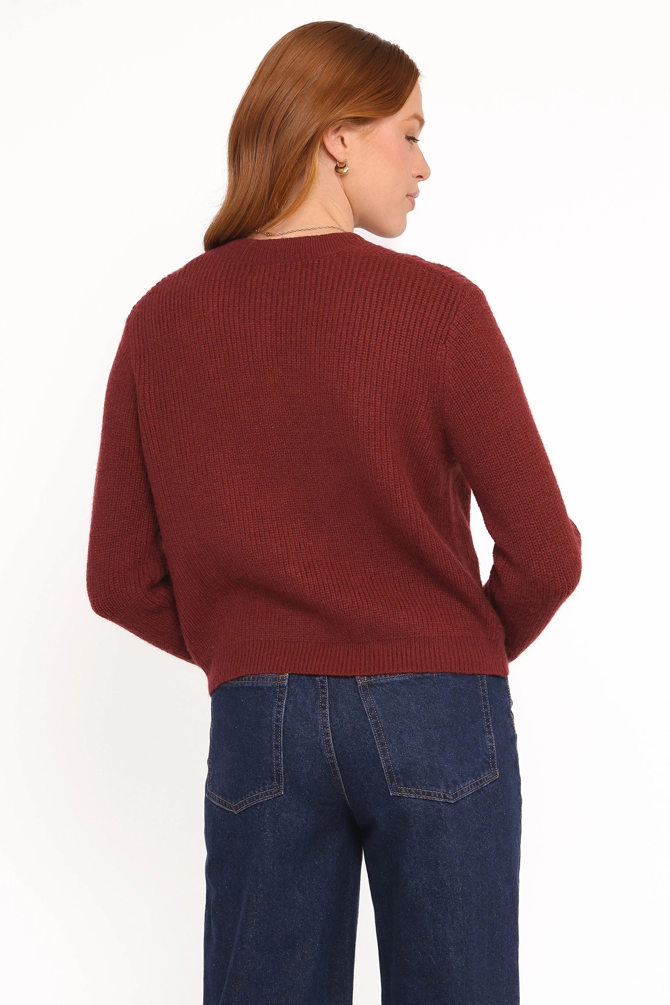 Wilde Bow Front Cardigan Burgundy