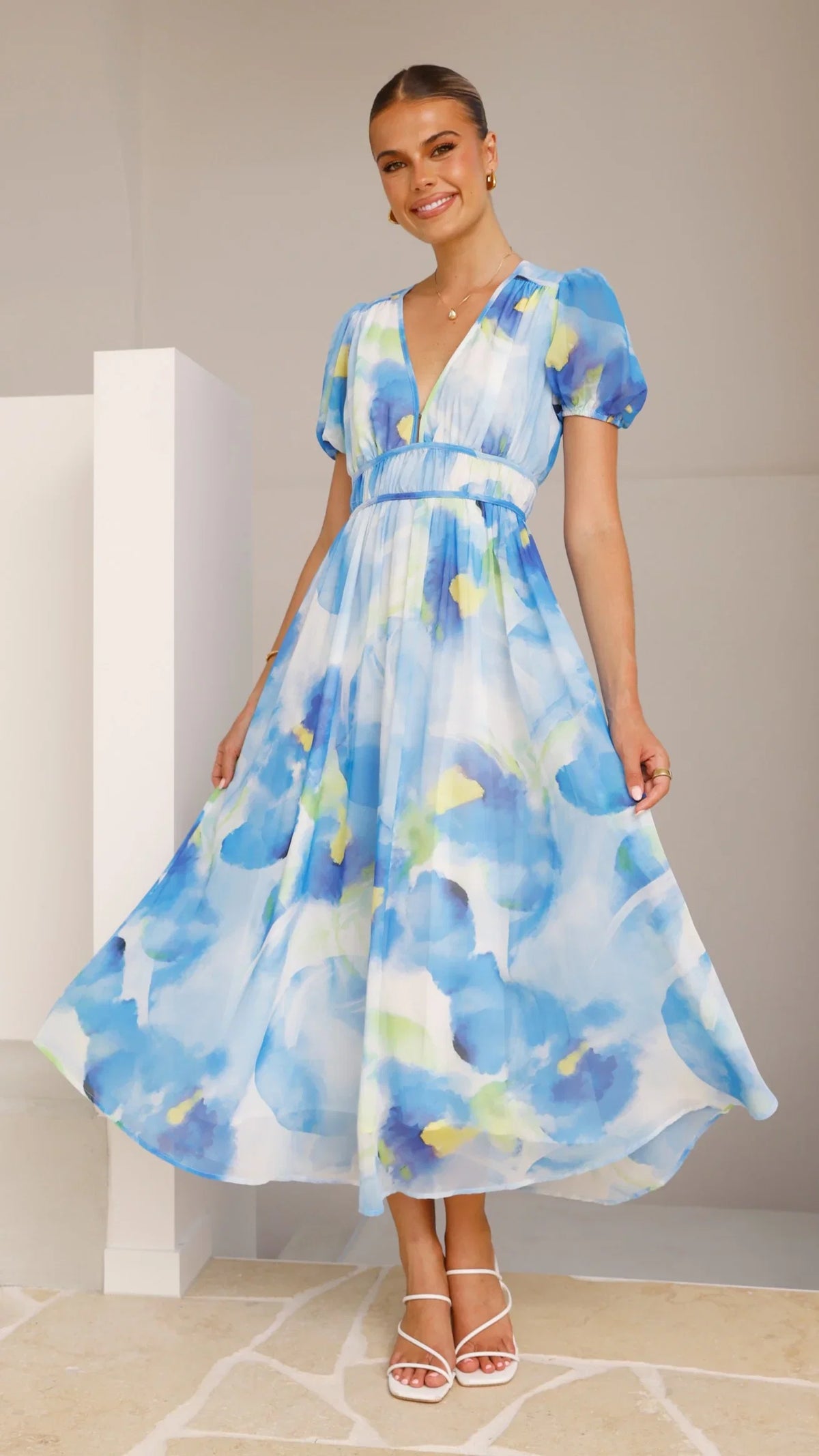 Amberose Maxi Dress Blue Green