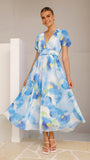 Amberose Maxi Dress Blue Green