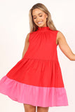 Bradshaw Tiered Mini Dress Red Pink