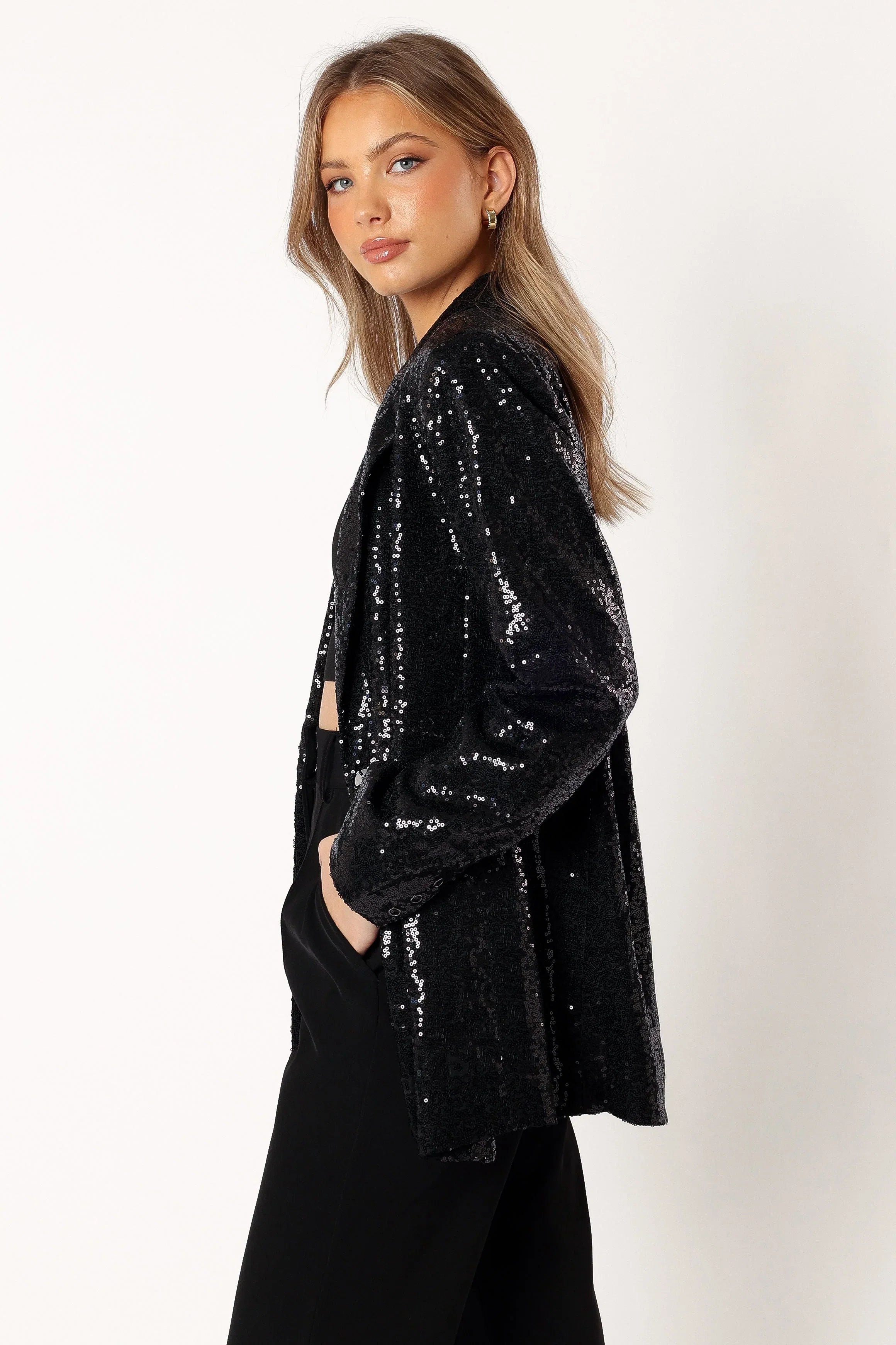 Delaney Sequin Blazer Black