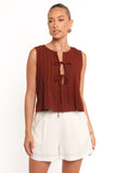 Nika Pleated Top Chocolate Brown