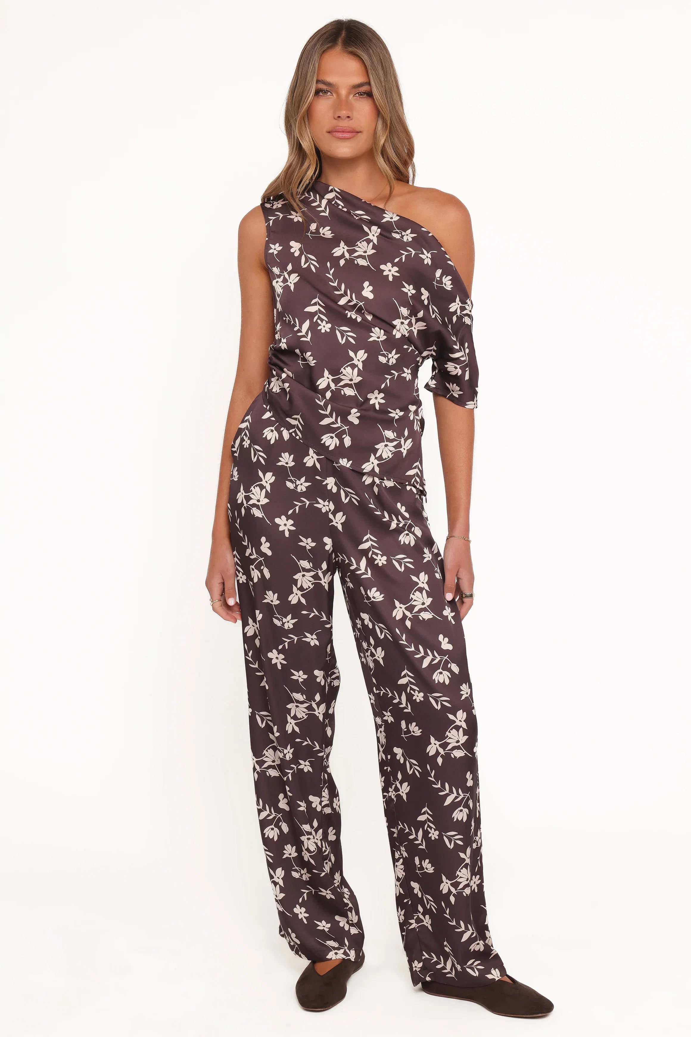 Romola Pant Brown Cream Floral