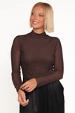 Alejandra Embellished Mesh Top Dark Chocolate