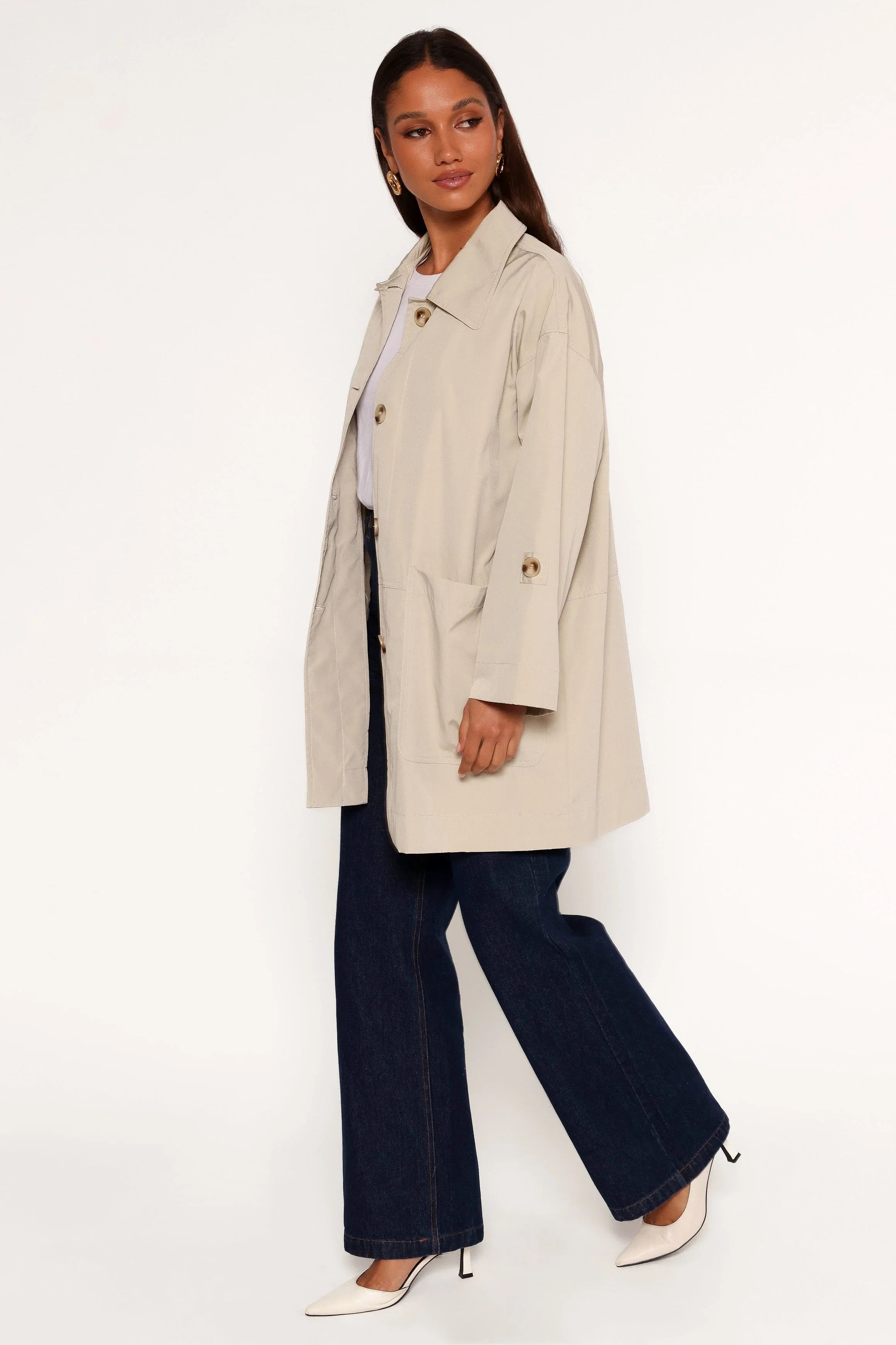Stella Button Front Collar Jacket Taupe
