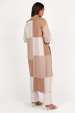 Kingston Large Check Long Cardigan Beige Check
