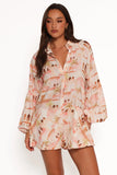 Cowper Romper Tan Print