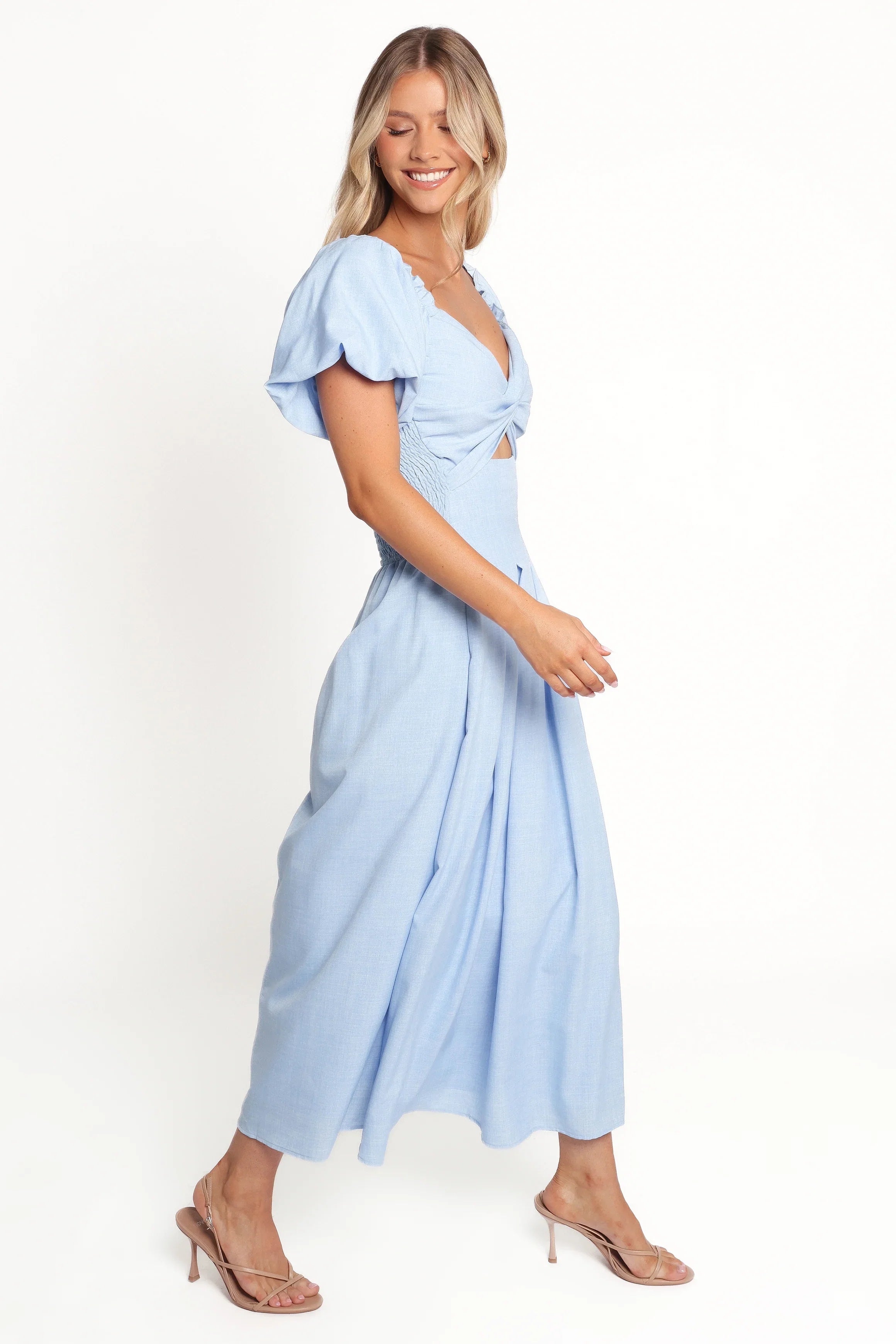 Cintra Puff Sleeve Maxi Dress Blue