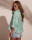 Harbor Honey Striped Cotton Button Down Top