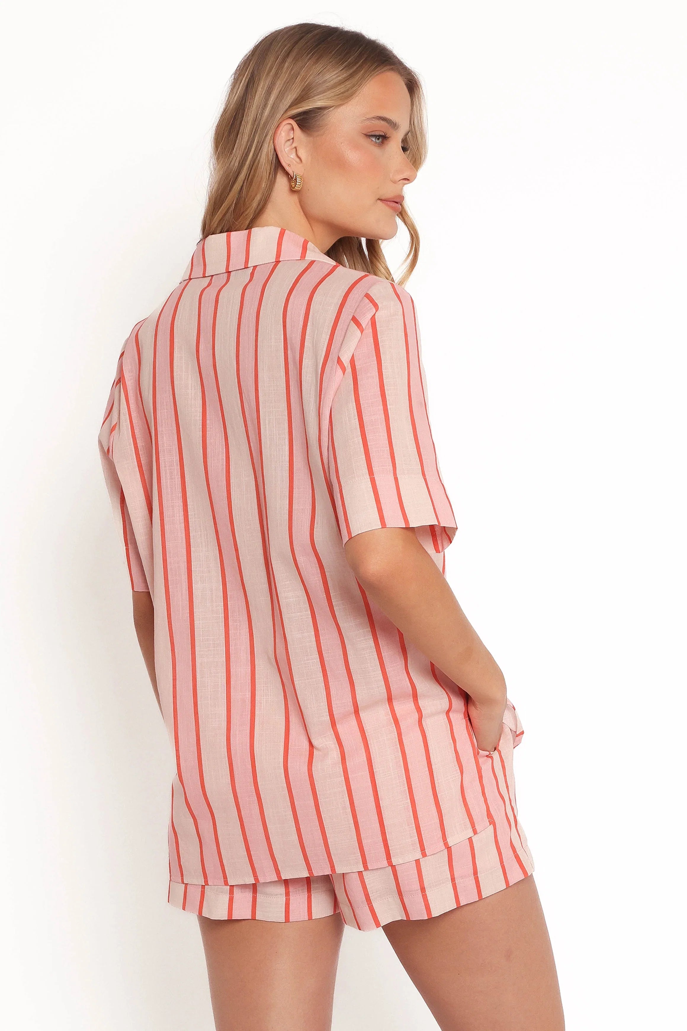 Aaliyah Tie Front Top Pink Stripe
