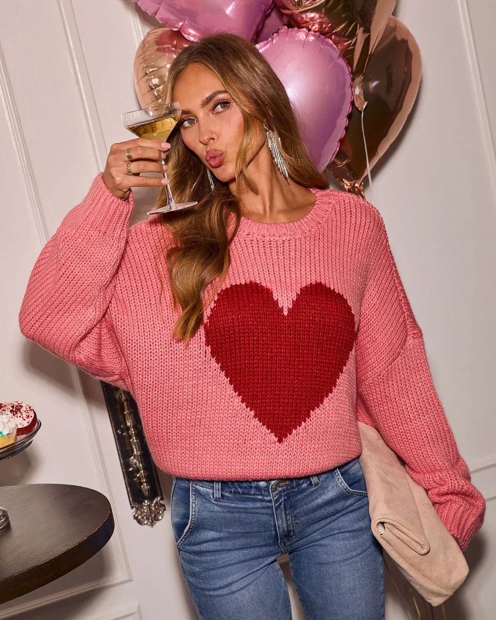 Romantic Intentions Heart Knit Sweater