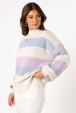 Dani Multi Stripe Knit Sweater White Light Blue