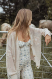 Winslow Open Knit Flower Cardigan Tan