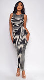 Sofia Abstract Maxi Dress Black
