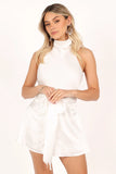 Odilia Tie Waist Romper White