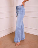 Rugged Charm Stretch High Rise Wide Leg Jeans