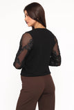 Cailin Sheer Sleeve Top Black