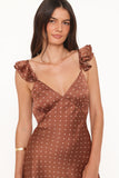 Cassinda Mini Dress Brown Polka Dot