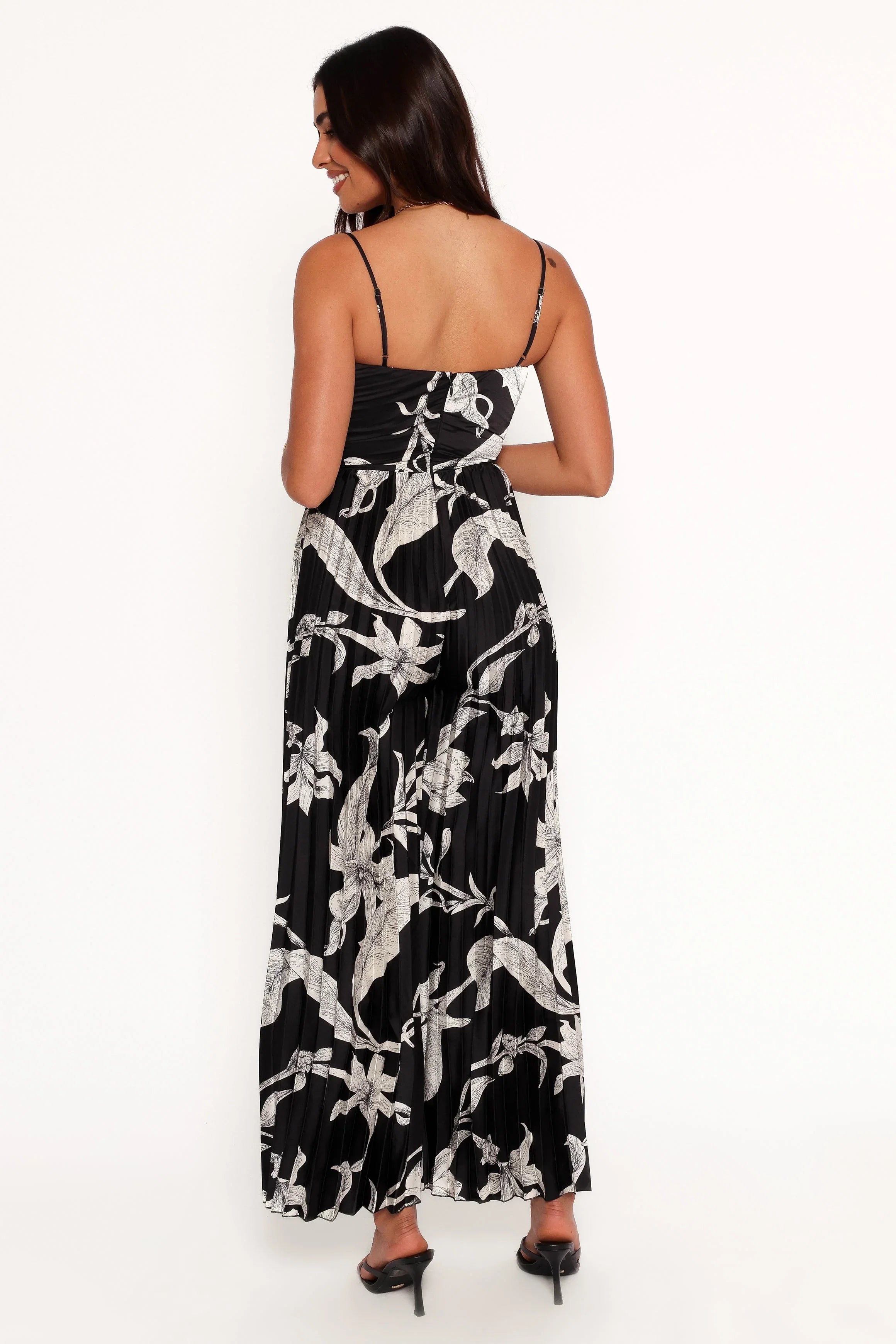 Angelique Pleated Jumpsuit Black Floral