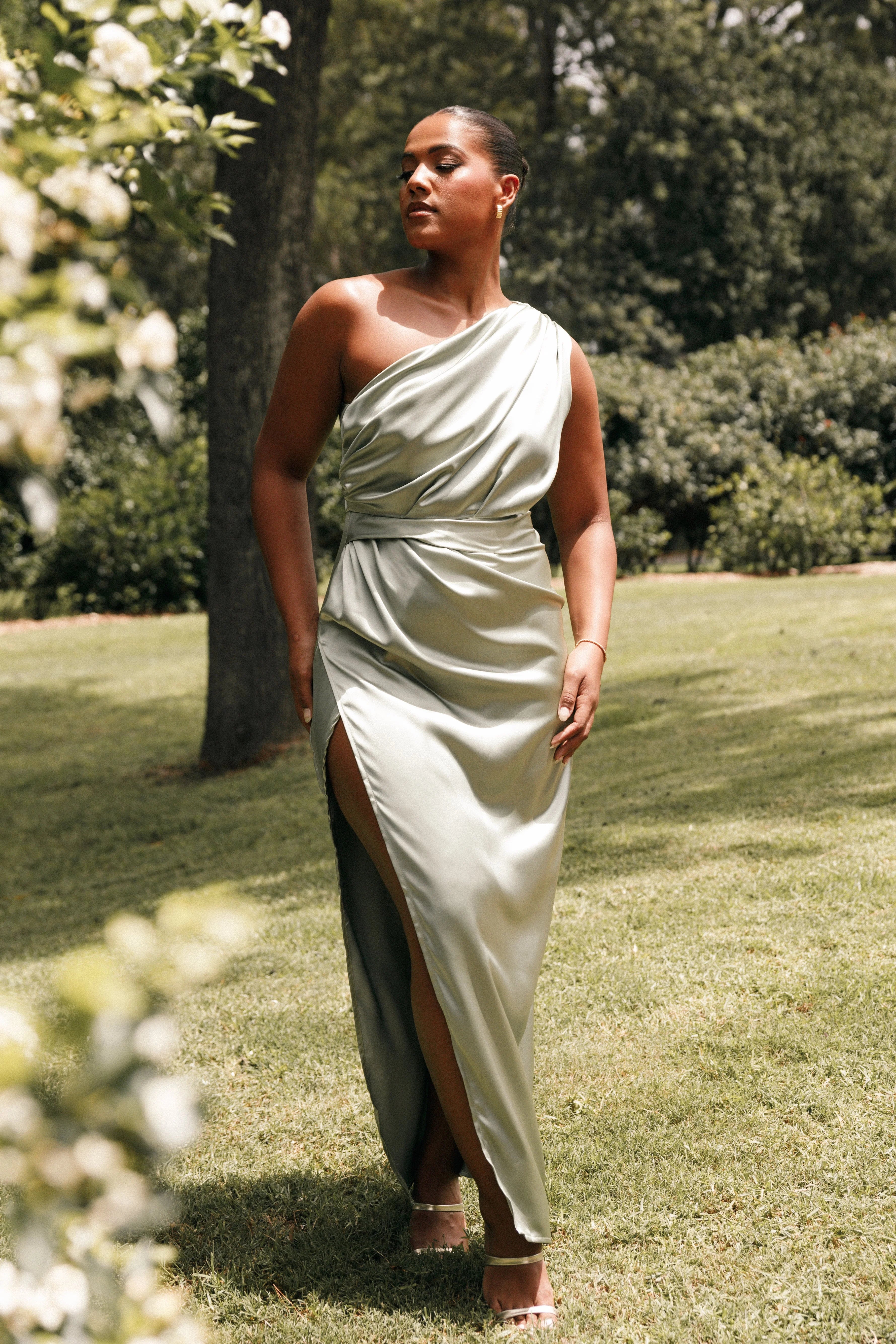 Nadia One Shoulder Maxi Dress Sage