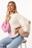 Koda Pattern Knit Sweater Pink Multi