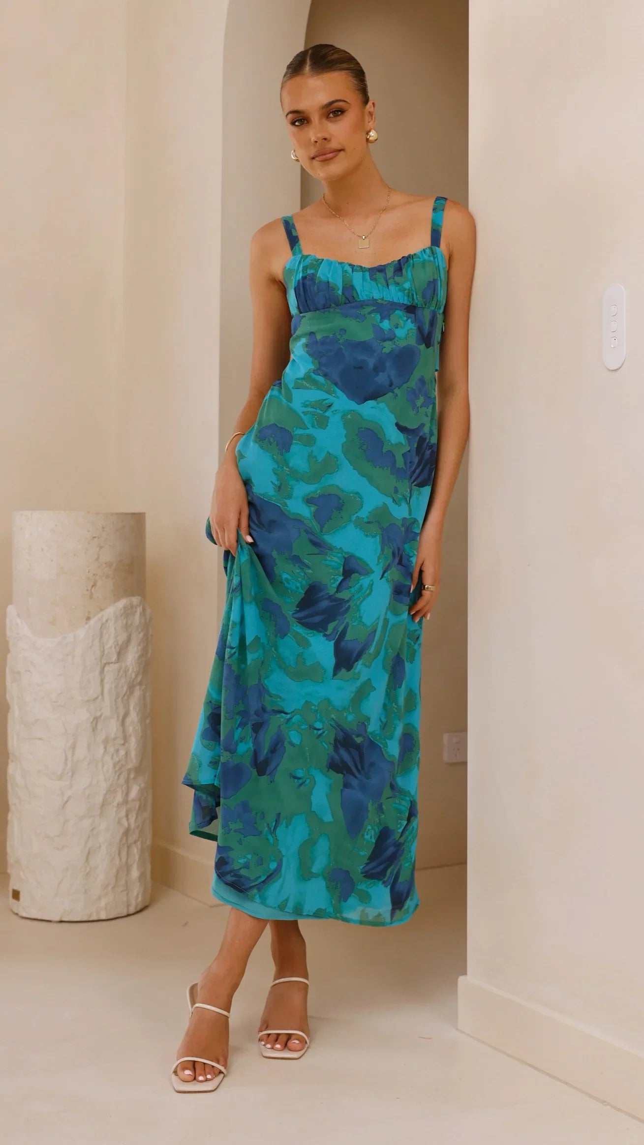 Margo Midi Dress Blue Green Floral