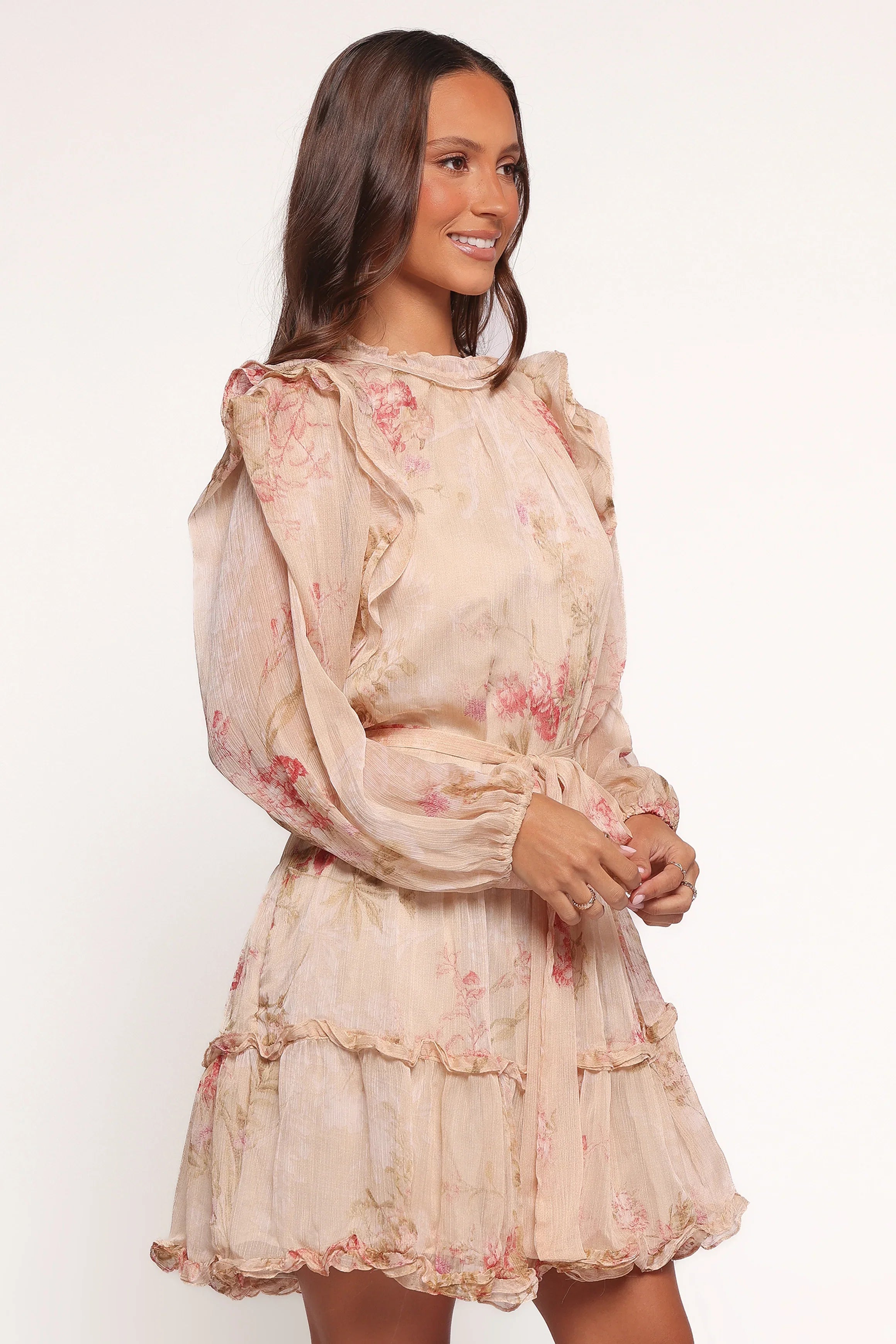 Phaedra Long Sleeve Mini Dress Soft Rose