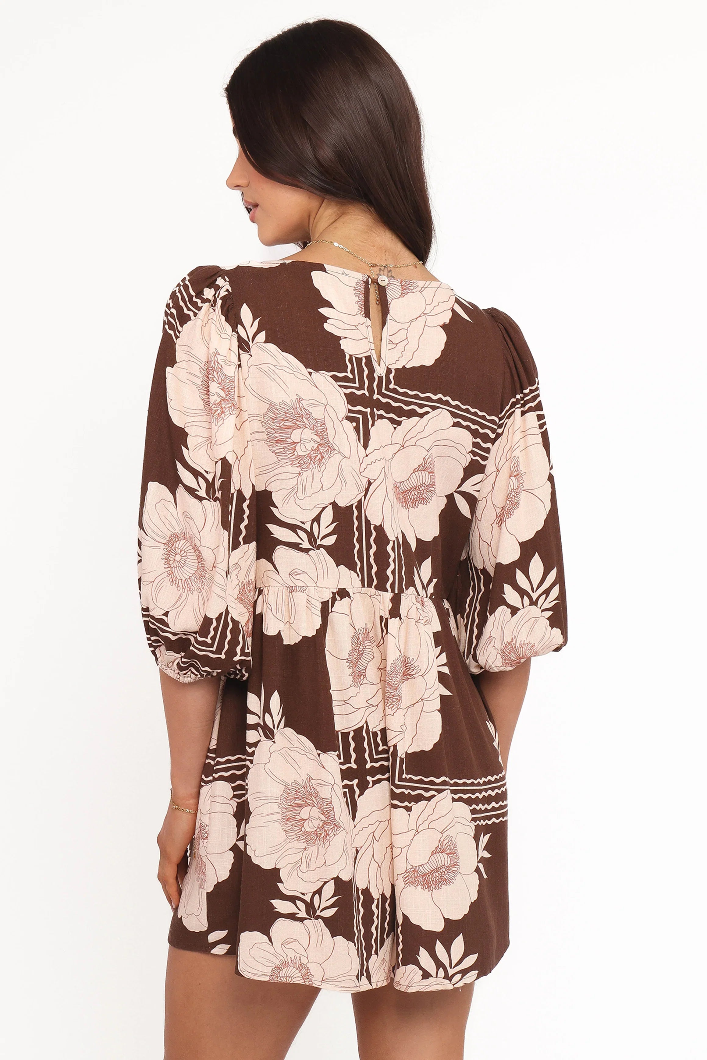 Henley Romper Brown Floral