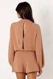 Galen Long Sleeve Romper Mocha