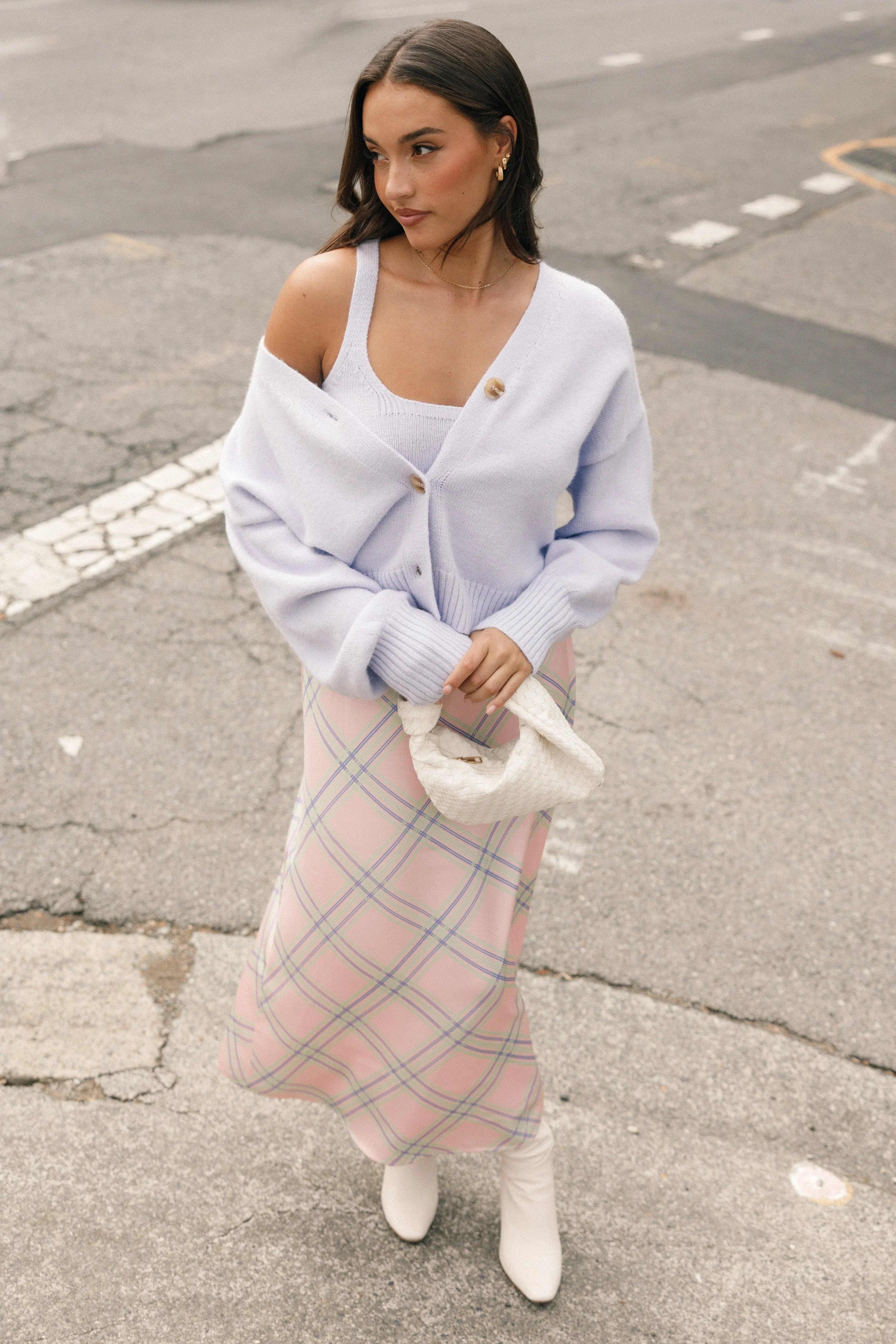 Isabel Button Front Cardigan Lilac