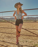 Rio Rose Denim Floral Vest Top