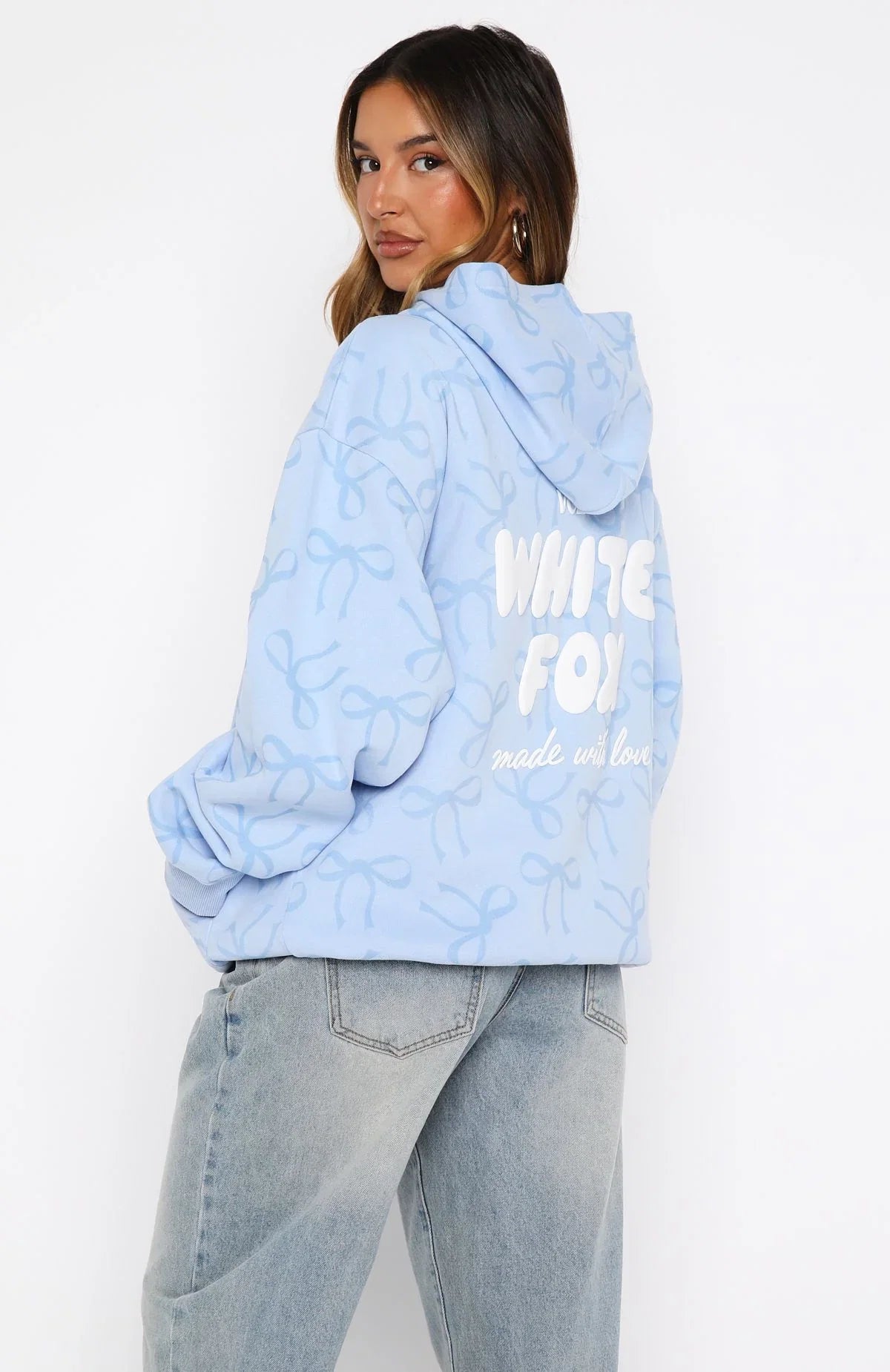 Vol 1 Oversized Printed Hoodie Blue Bow