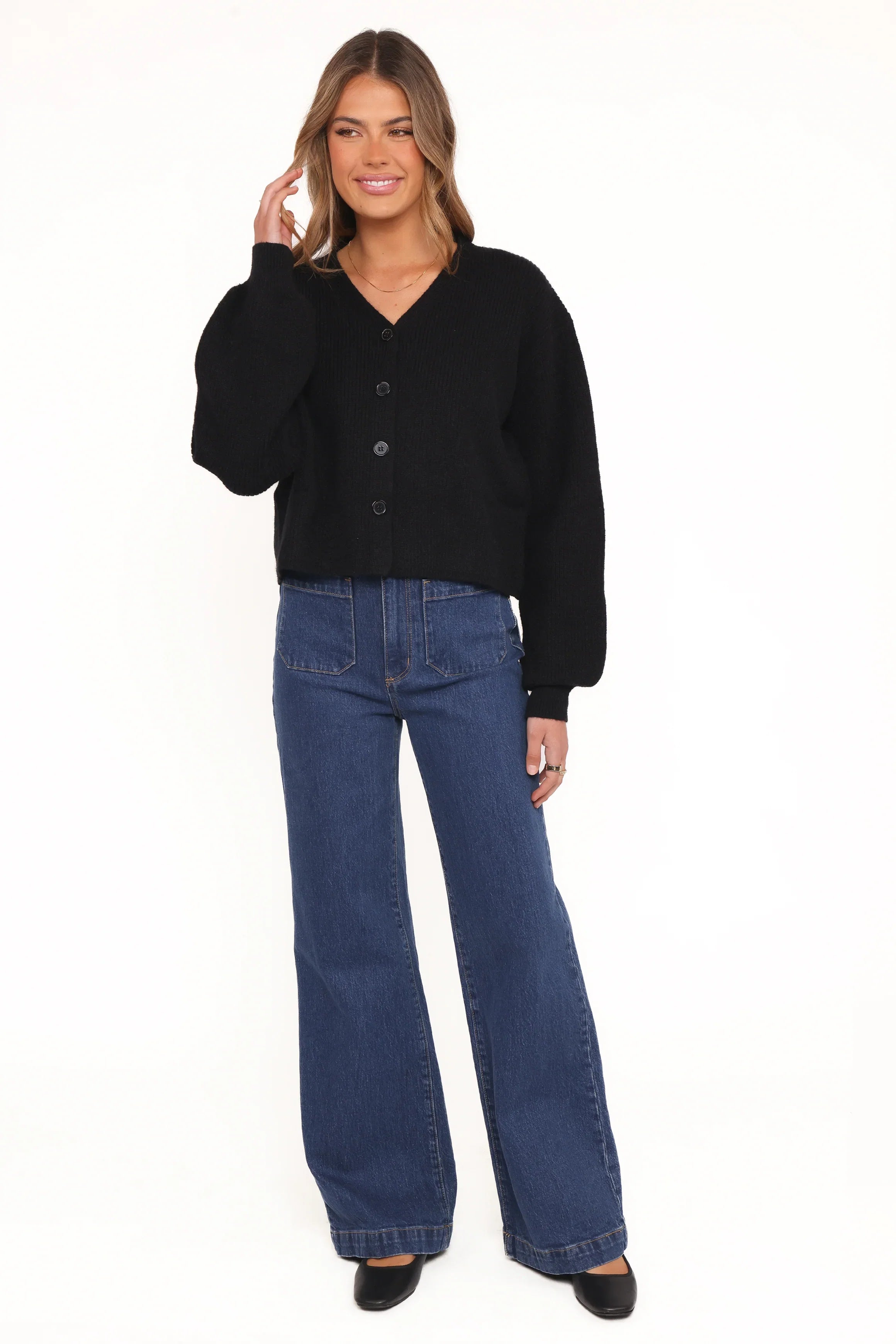 Sybil Button Front Cardigan Black