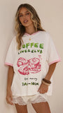 Coffee Lover Club Tee White Pink